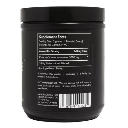CLEAN Creatine - 100% Creapure® Creatine Monohydrate Powder for Muscle Health, Performance and Cognitive Support | 3rd Party Certified by NSF | 90 Servings | Unflavored | Vegan, Keto, and Gluten-Free CLEANBuy Supplements Australia
