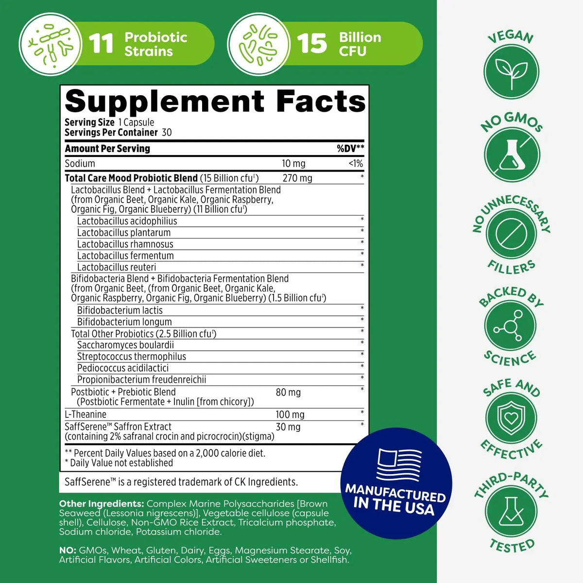 Probulin Mood Probiotics for Women with Saffron, L Theanine, Probiotic, Prebiotic, Postbiotic - Mood Support Supplement & Gut Support - Vegan, Non GMO, 30 Capsules ProbulinBuy Supplements Australia
