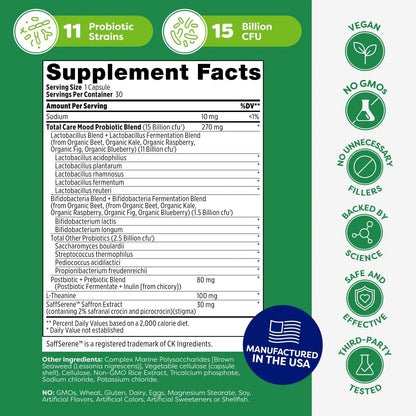 Probulin Mood Probiotics for Women with Saffron, L Theanine, Probiotic, Prebiotic, Postbiotic - Mood Support Supplement & Gut Support - Vegan, Non GMO, 30 Capsules ProbulinBuy Supplements Australia