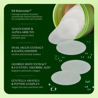JiYu Toning Polish Pads - Korean Skincare for Dark Spots, Wrinkles & Dull Skin - Hydrating Facial