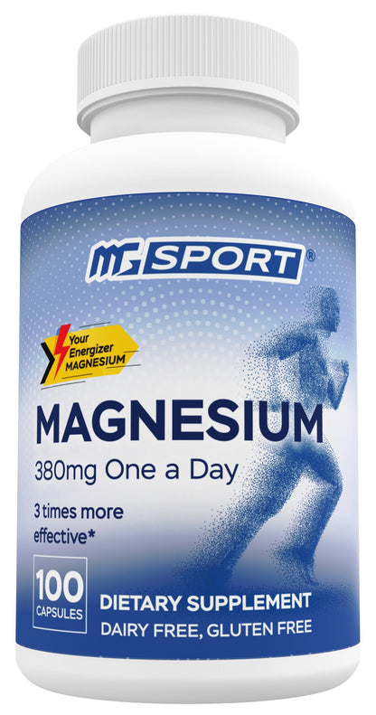 MGSPORT Magnesium Supplement 380mg - High Absorption Magnesium Complex Formula with Vitamins B6, D, E - Supports Muscle Function and Sleep Quality - 100 Servings MgSportBuy Supplements Australia