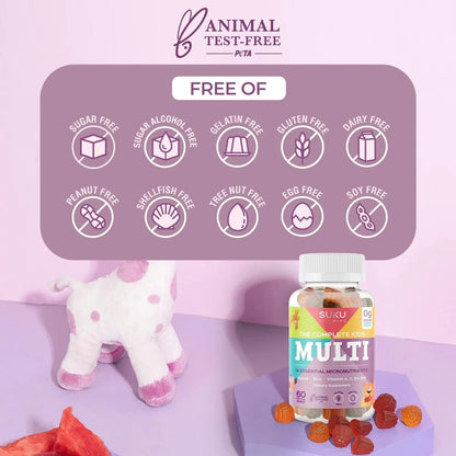 SUKU The Complete Kids Multivitamin Gummies – Vitamins A, C, D, E, B6, B12, Folate & Zinc – Immune Support SUKU