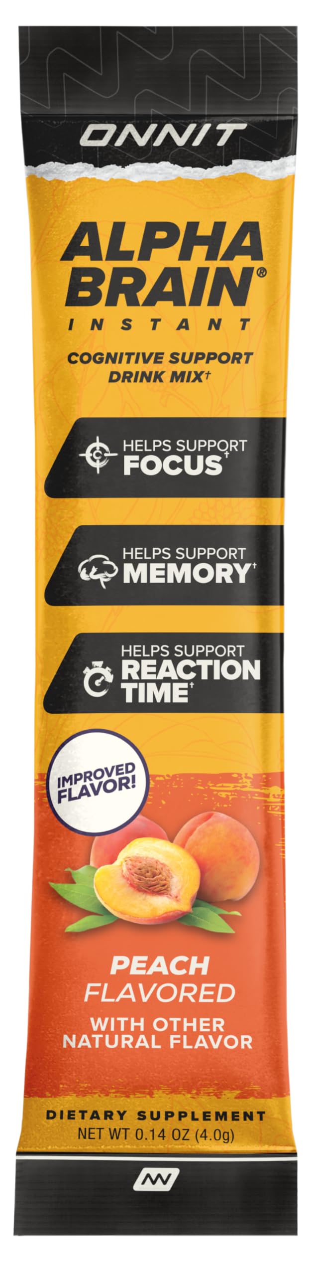 ONNIT Alpha Brain Instant Cognitive Support Drink Mix, Nootropic Supplement for Focus, Memory and Clarity, Peach Flavor, 0.13 oz Packets, 30 Count ONNITBuy Supplements Australia