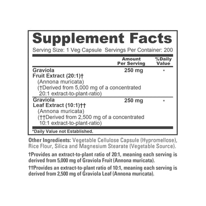 NusaPure Graviola 20:1 & 10:1 Extract - Suitable for Vegetarian/Vegan, Non- GMO - 7500 mg - 200 Capsules NusaPureBuy Supplements Australia