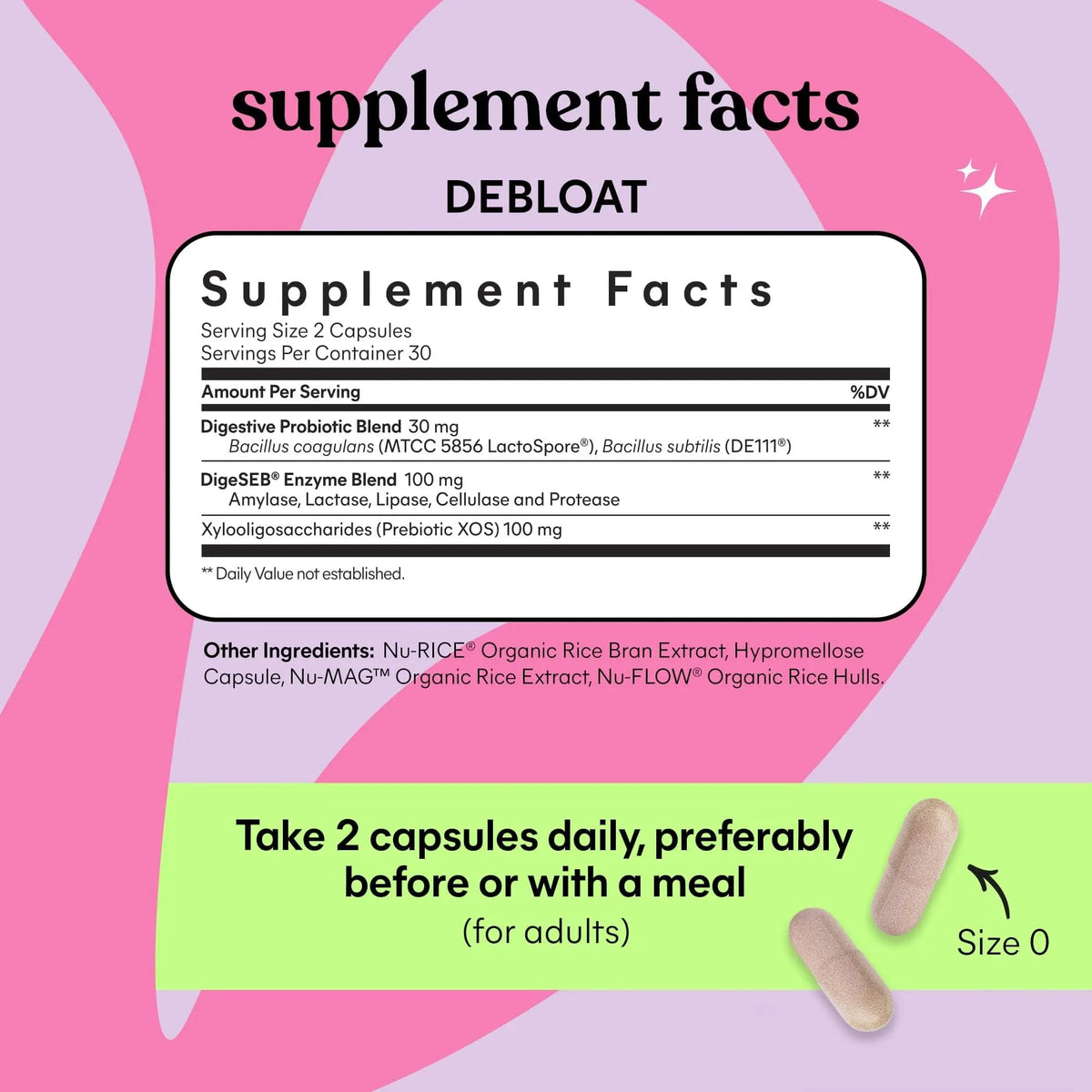Lemme Debloat 3-in-1 Prebiotic, Probiotic & Digestive Enzyme Capsules for Bloating & Gas Relief - 2 Clinically Studied Probiotics w/5 Digestive Enzymes to Improve Digestion, Women & Men, (60 Count) LemmeBuy Supplements Australia
