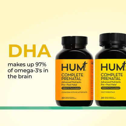 HUM Complete Prenatal Multivitamin for Women with Folate, DHA, and Choline, 23 Nutrients for Daily Support, Gluten Free, Non GMO Supplement for Pre, During, and Post Pregnancy, 30 Vegan Capsules HUMBuy Supplements Australia