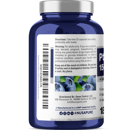 NusaPure Pterostilbene 150mg 180 Veggie Caps (Non-GMO, Vegan) NusaPureBuy Supplements Australia