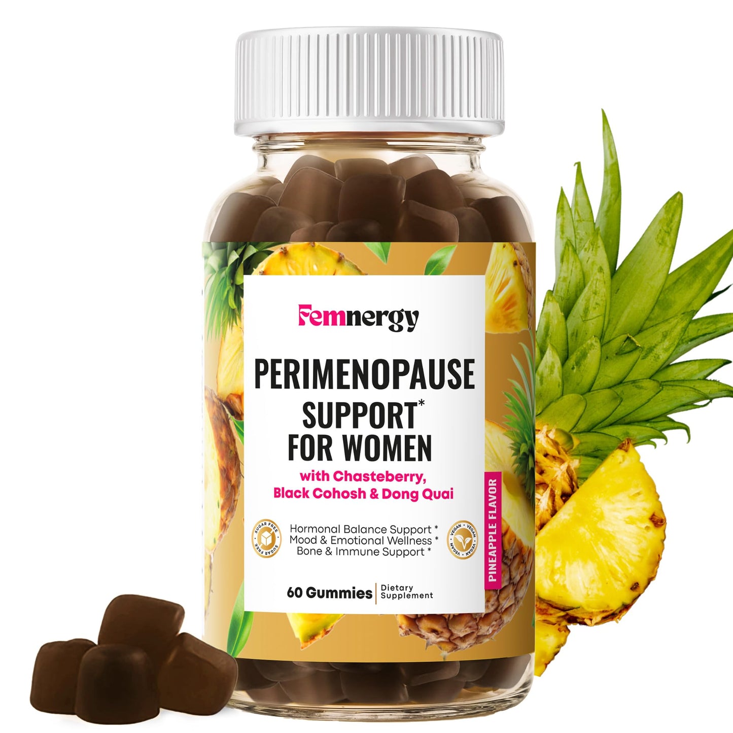 Femnergy Perimenopause Support Gummies for Women - Menopause Relief Estrogen & Hormone Balance Supplement with Black Cohosh Chasteberry Vitamins D3 B6 for Hot Flashes Night Sweats & Mood Swings FemnergyBuy Supplements Australia