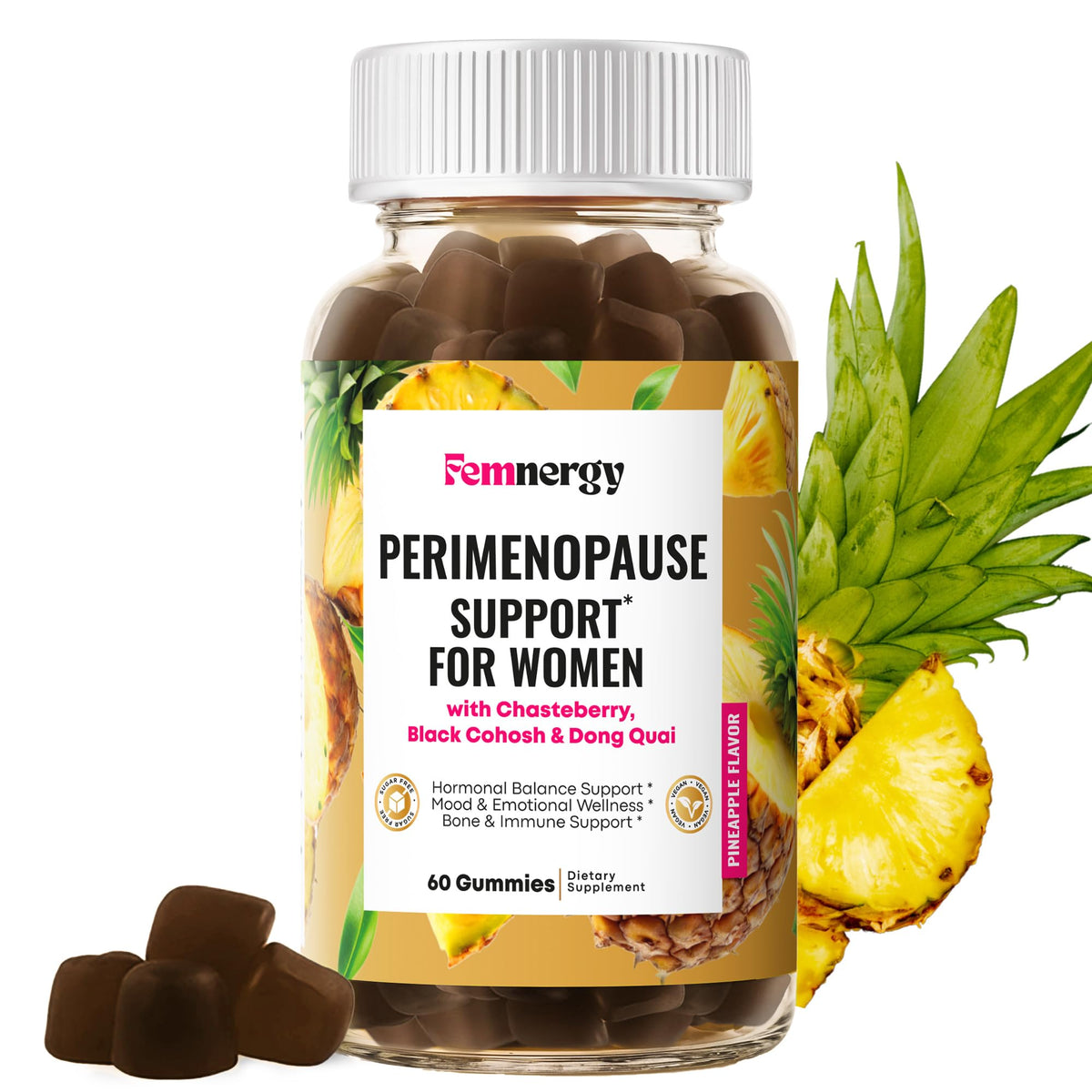 Femnergy Perimenopause Support Gummies for Women - Menopause Relief Estrogen & Hormone Balance Supplement with Black Cohosh Chasteberry Vitamins D3 B6 for Hot Flashes Night Sweats & Mood Swings FemnergyBuy Supplements Australia