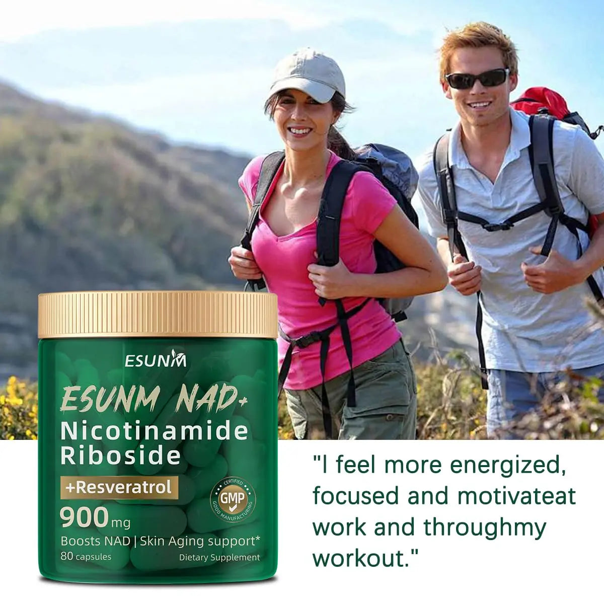 ESUNM Liposomal NAD+ Supplement with Resveratrol, NMN Supplement NAD Resveratrol Support Cellular Health, Stamina & Healthy Aging,Third-Party Tested，80 Capsules ESUNMBuy Supplements Australia