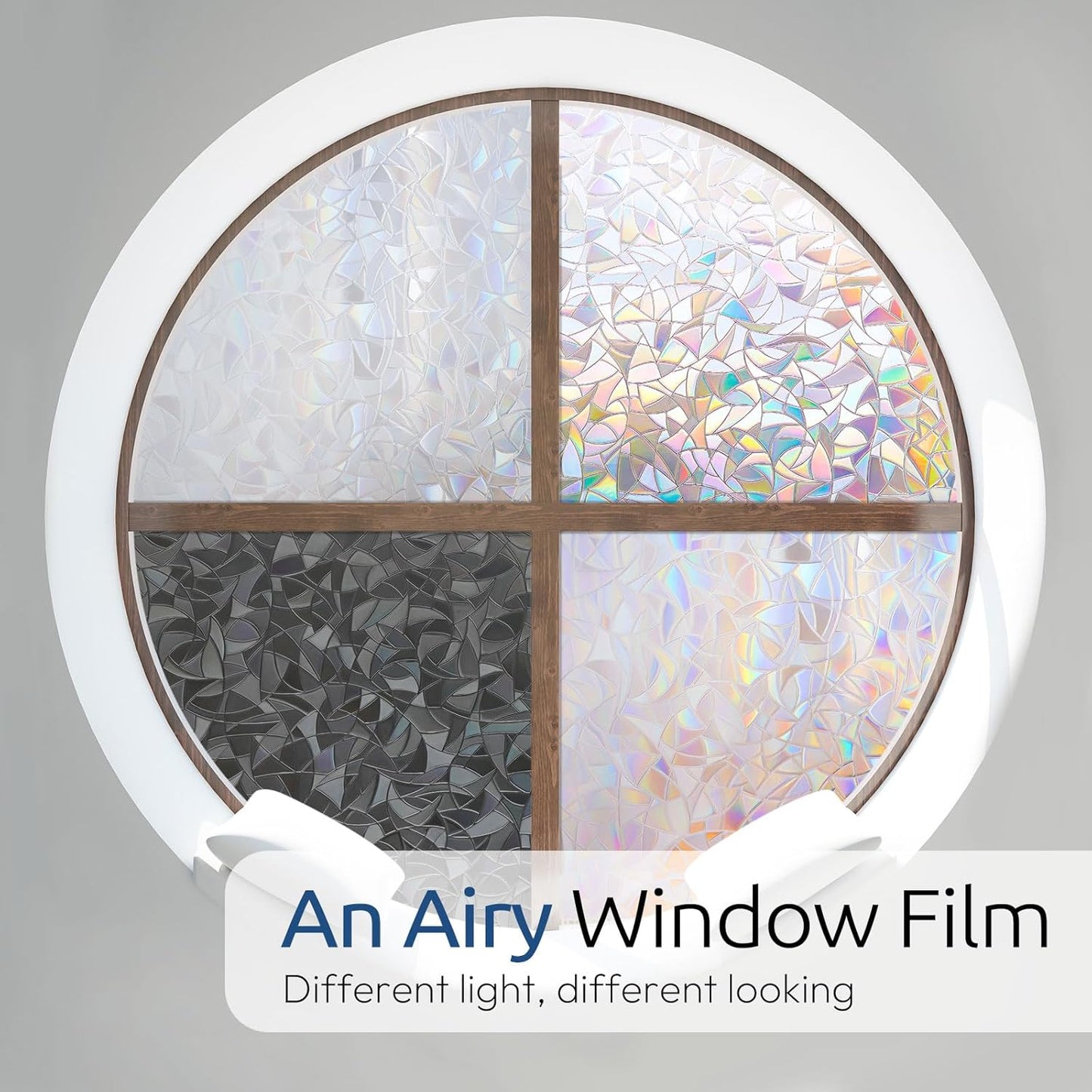 rabbitgoo Window Privacy Film Rainbow Film Decorative Window Sticker, 3D Static Stained