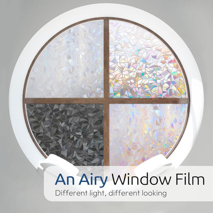 rabbitgoo Window Privacy Film Rainbow Film Decorative Window Sticker, 3D Static Stained