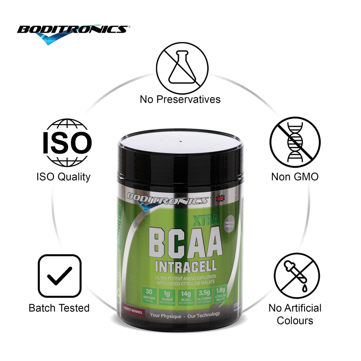 Boditronics BCAA Intracell Xtra Intra Workout Protein Powder, Branched Chain Amino Acid Supplement BoditronicsBuy Supplements Australia