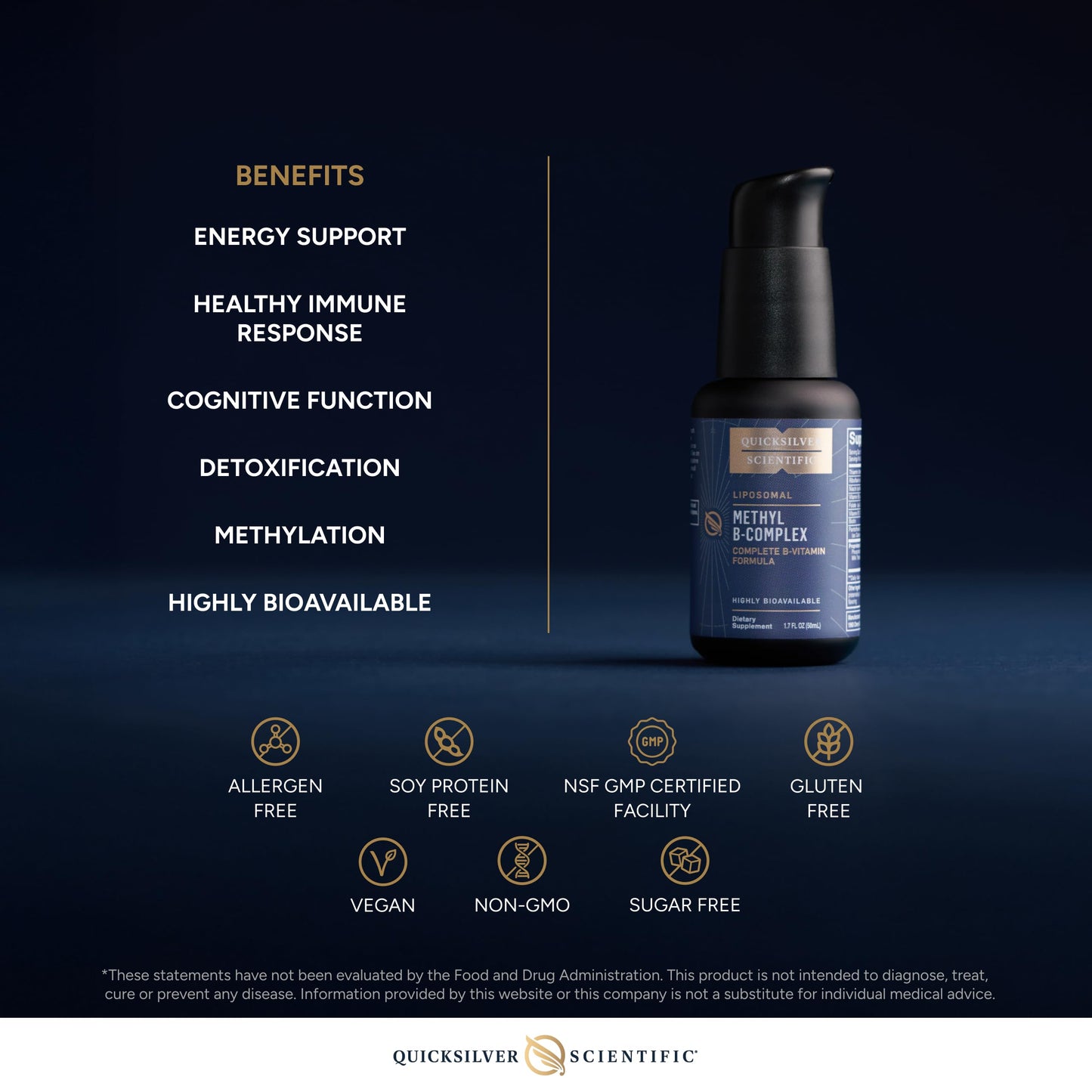 Quicksilver Scientific Methyl B Complex - Liquid Vitamin with Superior Liposomal Absorption of Vitamin B12, Folate, Vitamin B6, Riboflavin, Biotin, Pantothenic Acid, Vitamin B1, Niacin (50 ml) Quicksilver ScientificBuy Supplements Australia