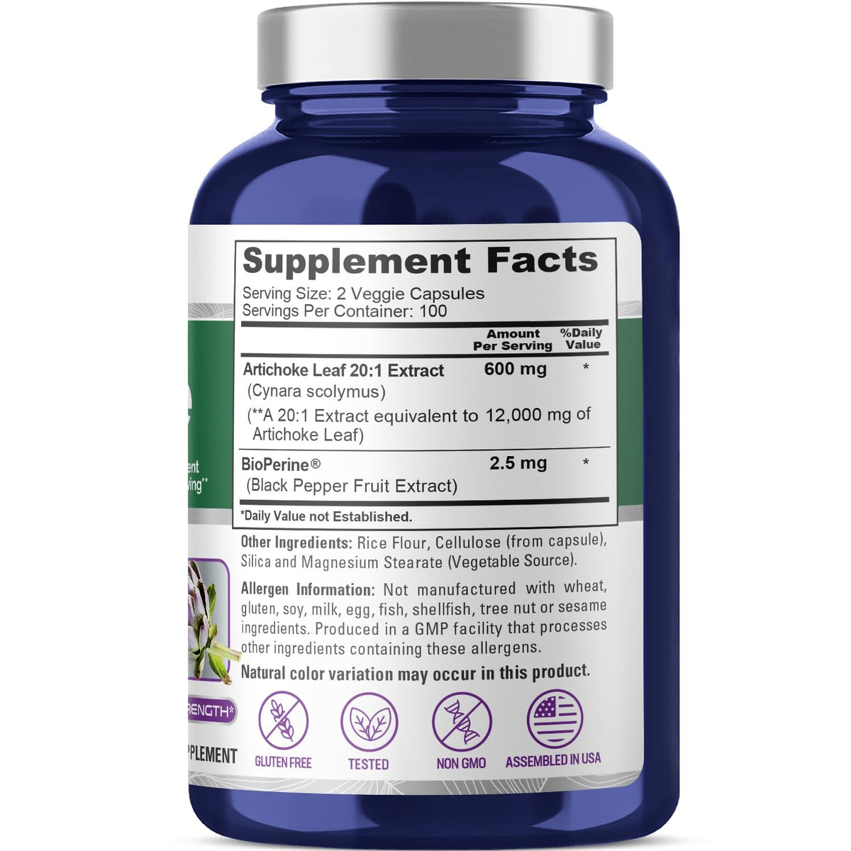NusaPure Artichoke 20:1 Extract, 600 mg Equivalent to 12,000mg 200 Veggie caps (Non-GMO, Gluten Free) NusaPureBuy Supplements Australia