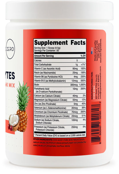 Type Zero Clean Electrolytes Hydration Powder Drink Mix + 14 Essential Vitamins & Minerals - Sugar Free, Zero Artificial Ingredients - Fruit Punch, 50 Servings Type ZeroBuy Supplements Australia