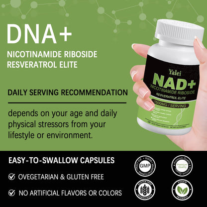 Yalei NAD Resveratrol Supplement 1500mg,120 Veggie Capsules | Liposomal NAD Plus Boosting | Support Cellular Health, Stamina & Healthy Aging for Women & Men | Non-GMO YaleiBuy Supplements Australia