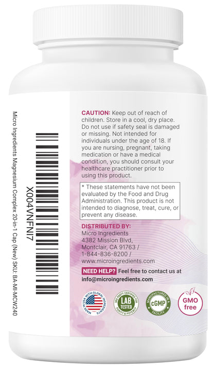 Magnesium Complex for Women, 240 Vegetarian Capsules | 20-in-1 Formula - Magnesium Blend with Vitamin D3, K2