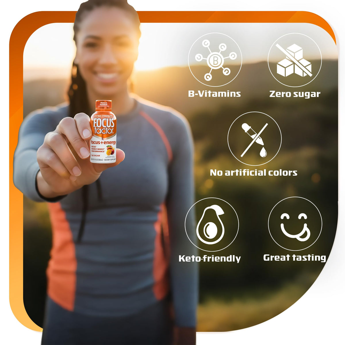 Focus Factor Extra Strength Focus + Energy Shots - 12 x 2oz Bottles (Peach Mango Flavor) - Powered by Nootropics with Caffeine, L-Theanine, Ginkgo, Bacopa, L-Tyrosine, Alpha GPC Focus FactorBuy Supplements Australia