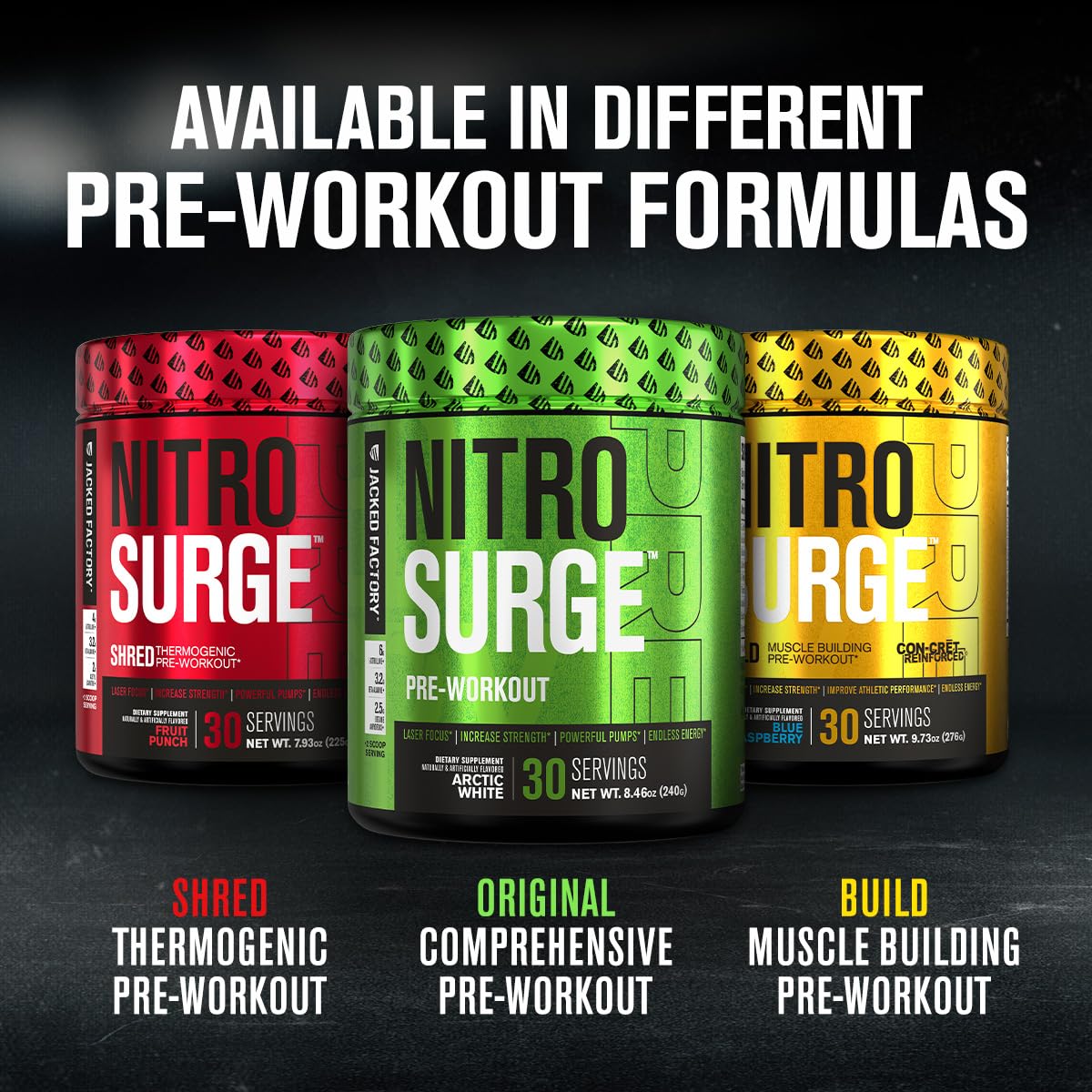 Jacked Factory NITROSURGE Shred Pre Workout Supplement - Energy Booster, Instant Jacked FactoryBuy Supplements Australia