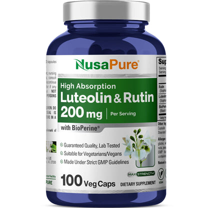 NusaPure Luteolin Complex with Rutin 200 mg | 100 Capsules | Vegetarian, Non-GMO & Vegan Flavonoid Formula NusaPureBuy Supplements Australia