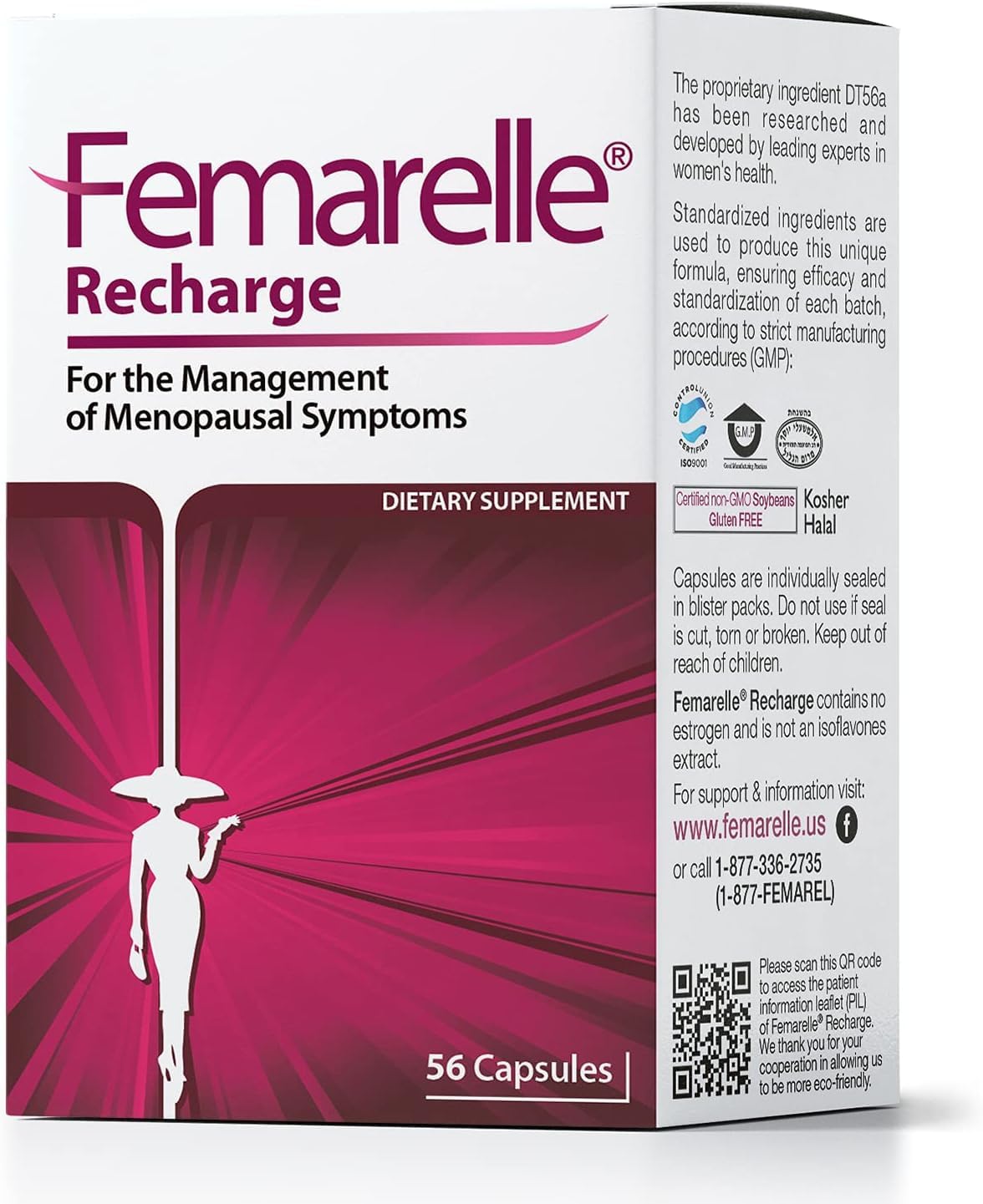 Femarelle® Recharge – Menopause Supplement for Women - Clinically Proven Menopause Relief - Hot Flashes, Night Sweats, Sleep & Libido Support Within 1st Month, Gluten-Free, GMO-Free & Hormone Free FemarelleBuy Supplements Australia