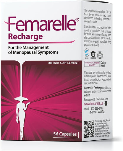 Femarelle® Recharge – Menopause Supplement for Women - Clinically Proven Menopause Relief - Hot Flashes, Night Sweats, Sleep & Libido Support Within 1st Month, Gluten-Free, GMO-Free & Hormone Free FemarelleBuy Supplements Australia