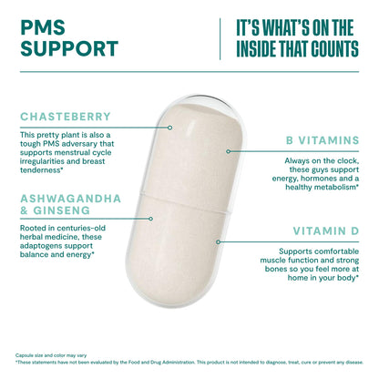 Habit PMS Support Supplement for Women (60 Capsules) - Supports Premenstrual Symptoms & Stress, Hormone Balance, Mood, B Vitamins, Vitamin D, Chasteberry, Ashwagandha, Gluten-Free, Non-GMO (1 Pack) H' HabitBuy Supplements Australia