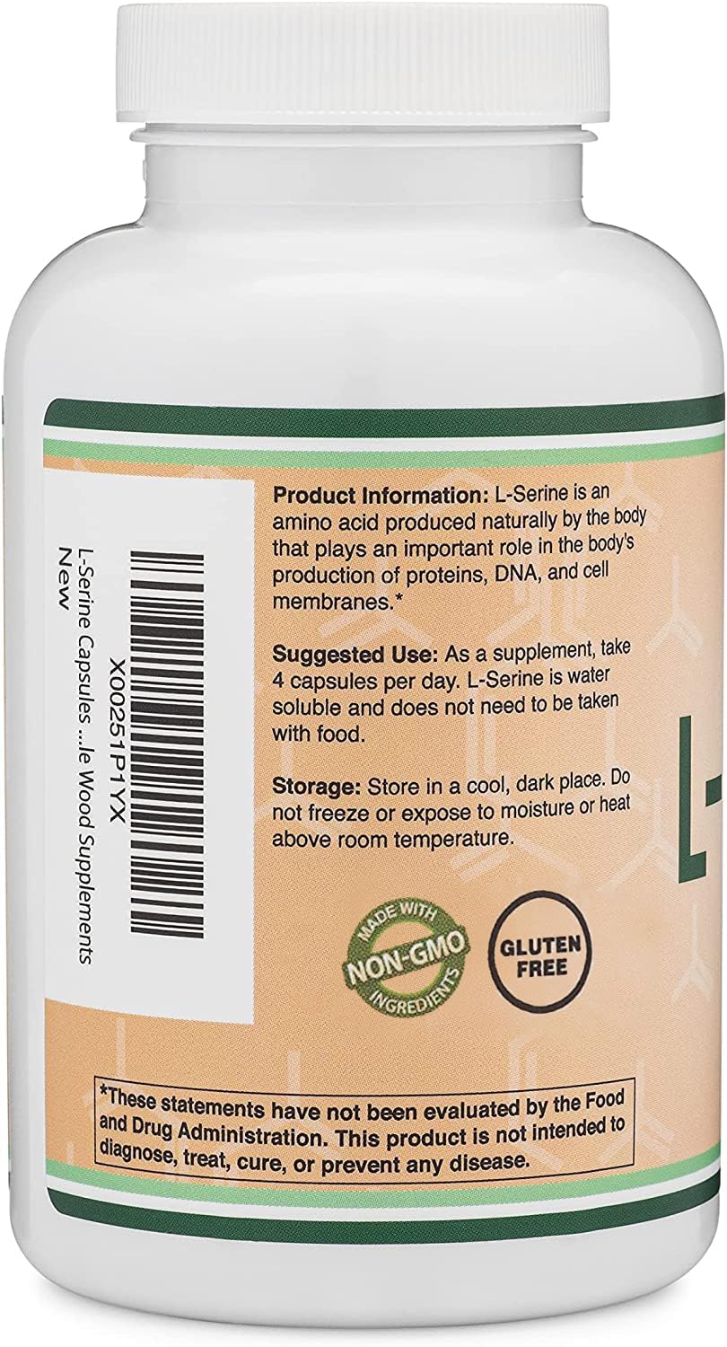 L-Serine Capsules (Third Party Tested) - 2,000mg Servings Used in Clinical Study, 180 Count, 500mg per Capsule (L Serine Amino Acid for Serotonin Production and Brain Support) by Double Wood Double Wood SupplementsBuy Supplements Australia