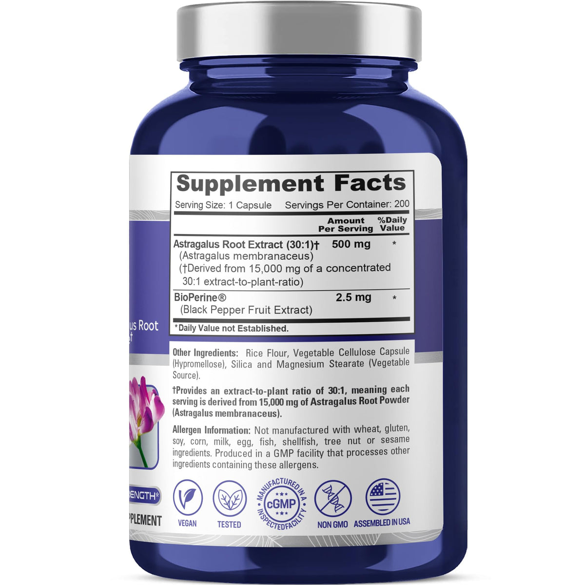 NusaPure Astragalus Root 30:1 Extract, 500 mg Equivalent to 15,000 mg 200 Veg Caps Suitable for Vegetarians and Vegans, Non-GMO NusaPureBuy Supplements Australia
