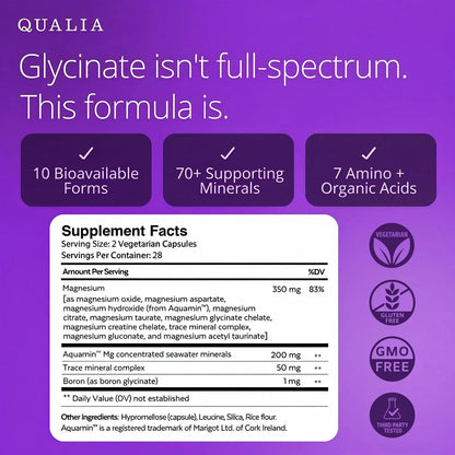 Qualia Magnesium+ | Doctor-Formulated. Premium Formula | High Bioavailability | 10 Forms of Magnesium & 70+ Minerals | Relaxed Mood, restful Sleep QUALIA LIFE SCIENCES canada supplements