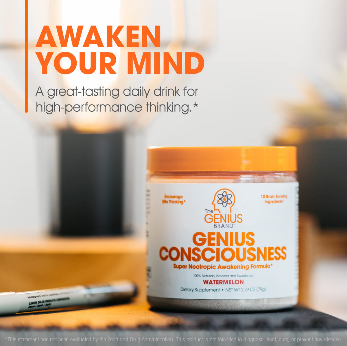 Genius Consciousness, Super Nootropic Brain Supplement Powder, Watermelon The Genius BrandBuy Supplements Australia