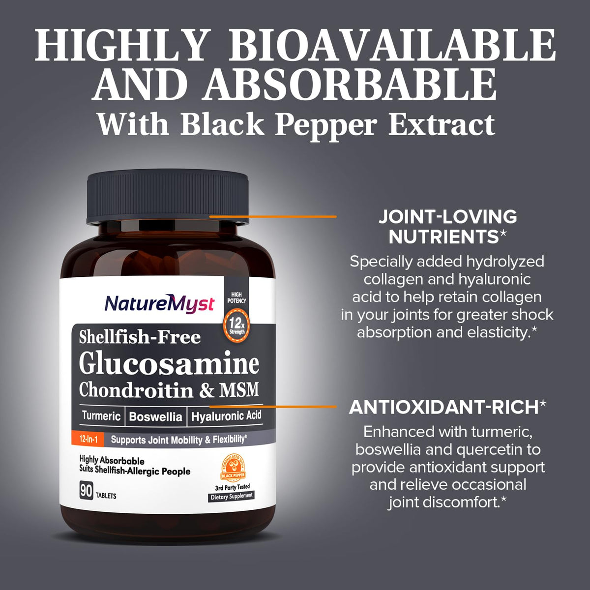 NatureMyst Glucosamine Chondroitin & MSM, Turmeric, Boswellia, Collagen, Hyaluronic NatureMystBuy Supplements Australia