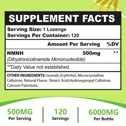 Sublingual NMNH 500mg (Dihydronicotinamide Mononucleotide) (120 Servings, NMNH 500mg per Serving) NAD Supplement to Boost NAD Levels as We Age, for Anti-Aging, Energy, Immunity, Focus - 120 Count UrsinquilBuy Supplements Australia
