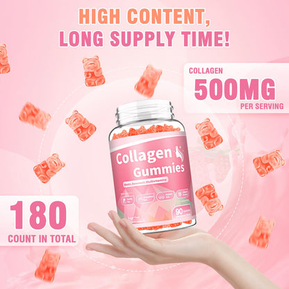 WyuuKi 180 Count Collagen Gummies Collagen Protein Type I II III V X with Biotin Vitamin C A B D E Keratin Hyaluronic Acid for Hair Skin Nails Joint Immune Digestion Women Men Sugar Free Strawberry WyuuKi buy supplements Au