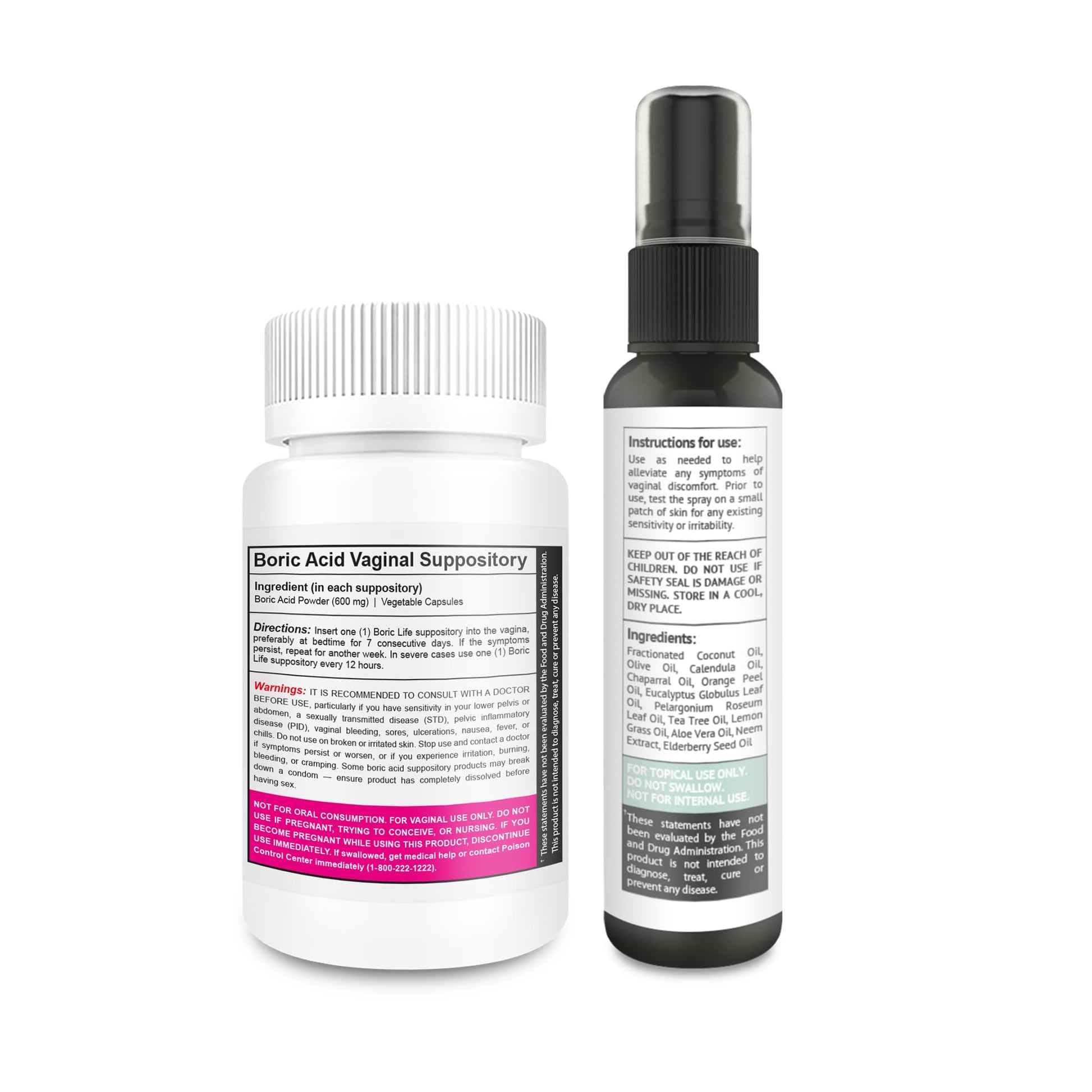 NutraBlast Boric Acid Vaginal Suppositories 600mg (30 Count) Bundle with Intimist Essential Oils Blend Spray (2 fl oz) NutraBlastBuy Supplements Australia