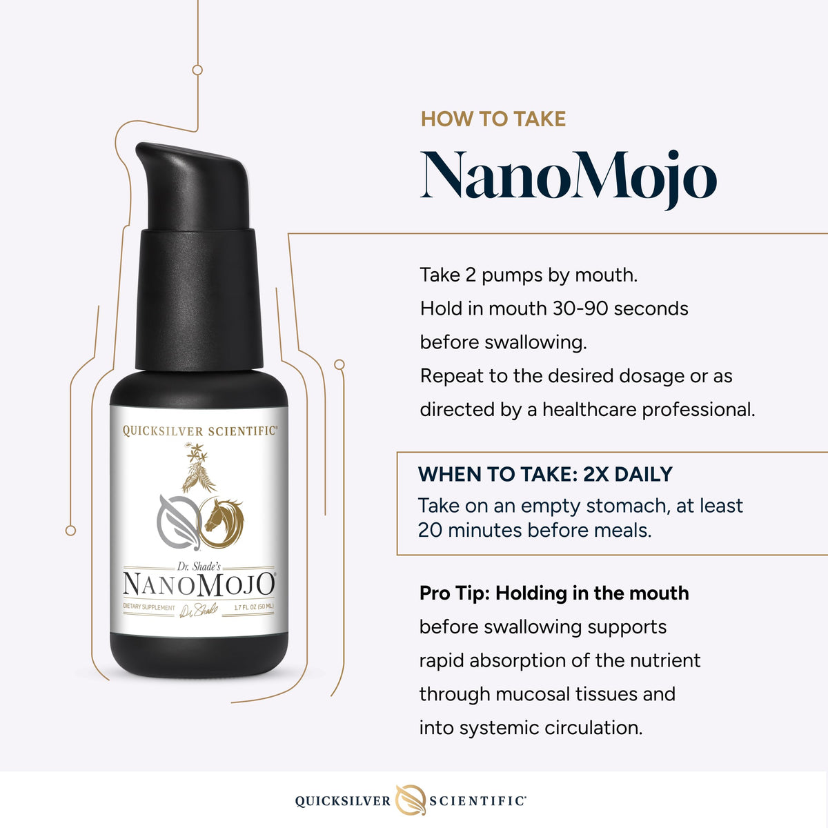 Quicksilver Scientific NanoMojo - Male-Specific Endurance Elixir & Energy Boost Support - 19 Herbs Including Epimedium for Men, Rhodiola Extract, Herbal Ginseng, and Adaptogenic Herbs (1.7oz / 50ml) Quicksilver ScientificBuy Supplements Australia