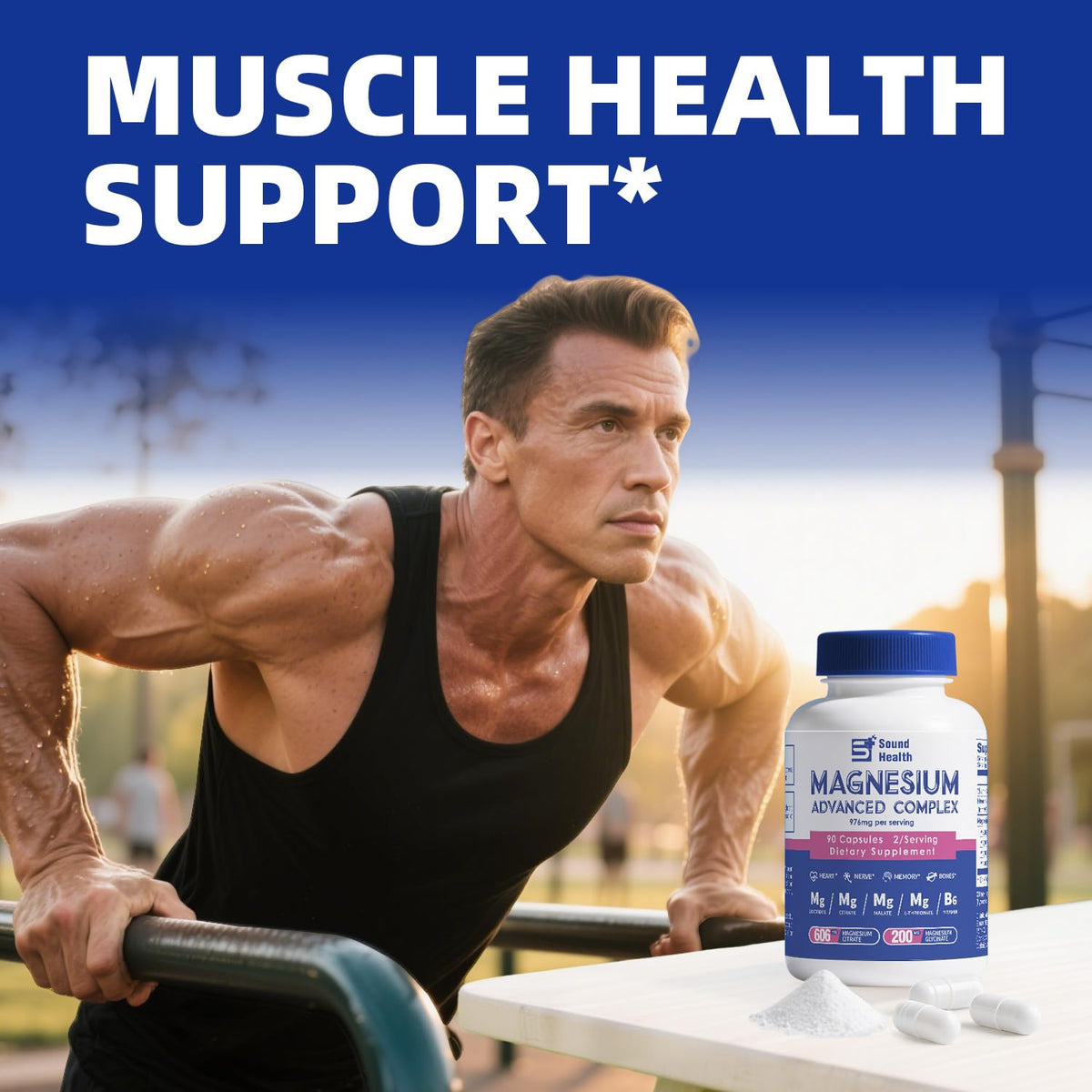 5 in 1 Magnesium Complex Capsule 976mg wtih Magnesium Glycinate, Citrate, Malate, L-Threonate & Vitamin B6, High Absorption Magnesium Complex for Women & Men, Third-Party Tested, Vegan, Non-GMO Sound Health PlusBuy Supplements Australia