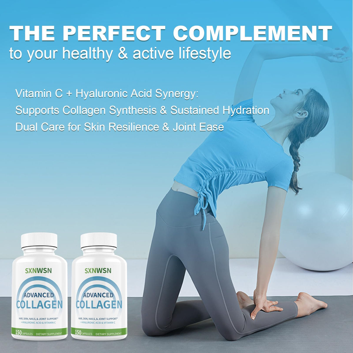 Advanced Multi Collagen Supplement with Vitamin C + Hyaluronic Acid - Hydrolyzed Collagen Peptides Supports for Skin, Joints & Hair* | Collagen Complex 150 Capsules for Women or Men SXNWSNBuy Supplements Australia