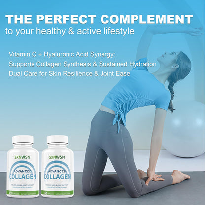 Advanced Multi Collagen Supplement with Vitamin C + Hyaluronic Acid - Hydrolyzed Collagen Peptides Supports for Skin, Joints & Hair* | Collagen Complex 150 Capsules for Women or Men SXNWSNBuy Supplements Australia