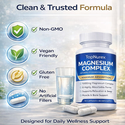 Top Nurex Magnesium Complex Supplement for Women & Men | 1000mg Maximum Absorption | 8 Magnesium Forms Including Glycinate, Citrate, Malate | Supports Relaxation, Sleep, Bone Strength | 90 Capsules Art anime buy supplements Au