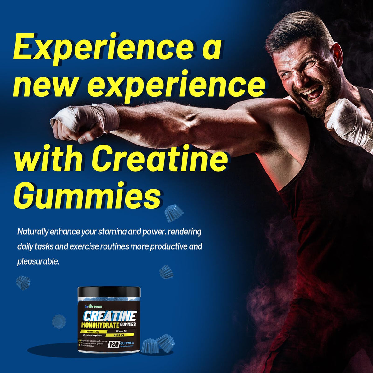 inGreens Creatine Monohydrate Gummies 6g for Men & Women 120 Count inGreensBuy Supplements Australia