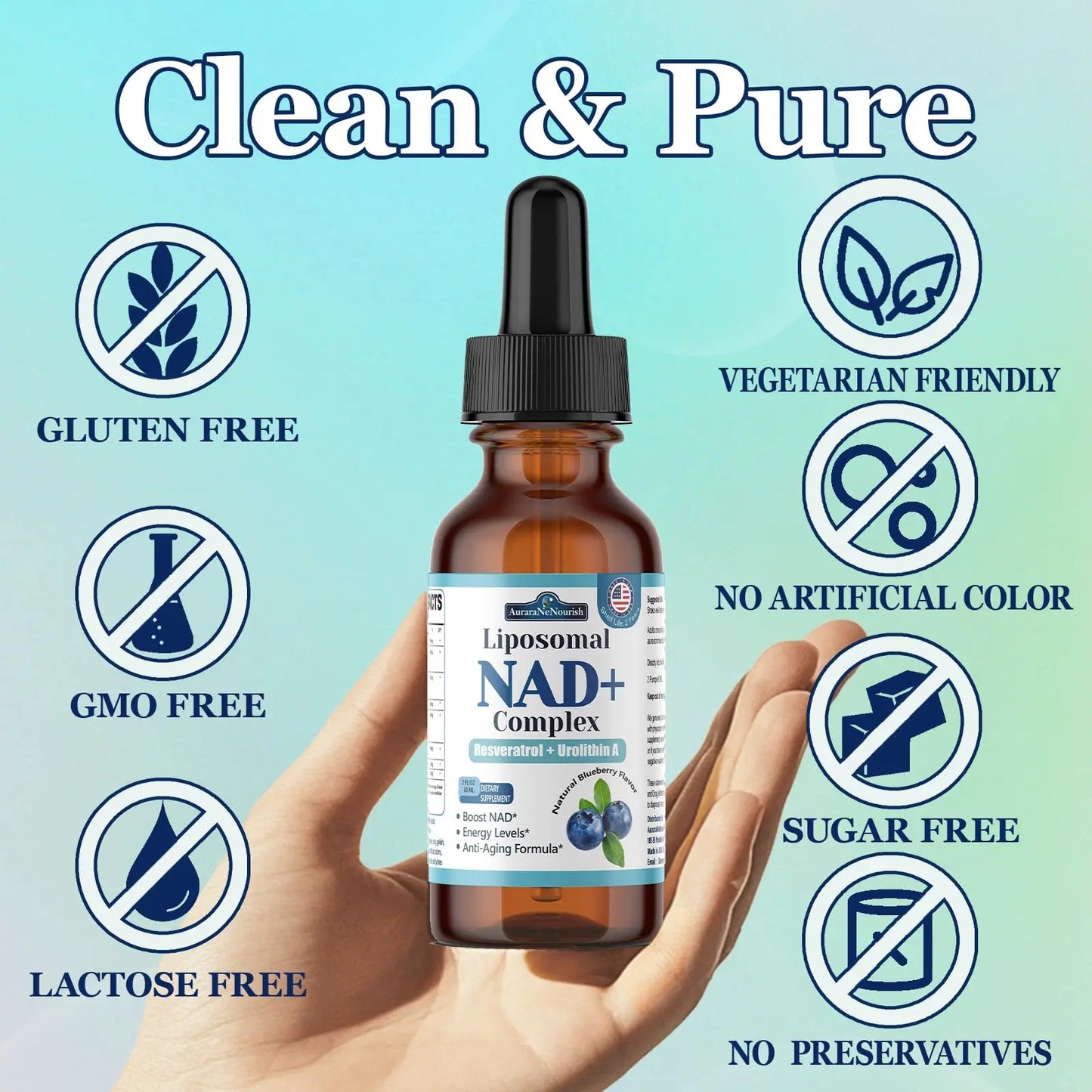 Liposomal NAD+ Liquid Drops, 8-in-1 NAD⁺ Nicotinamide Riboside Resveratrol 900mg w. Quercetin & Urolithin A | Fast Absorption NAD+ Supplement with CoQ10, ALA | Cellular Energy, Anti-Aging, Vitality AuraraNeNourishBuy Supplements Australia