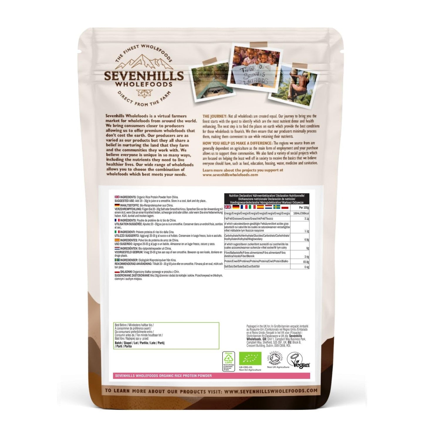 Sevenhills Wholefoods Organic Rice Protein Powder 500g Sevenhills WholefoodsBuy Supplements Australia