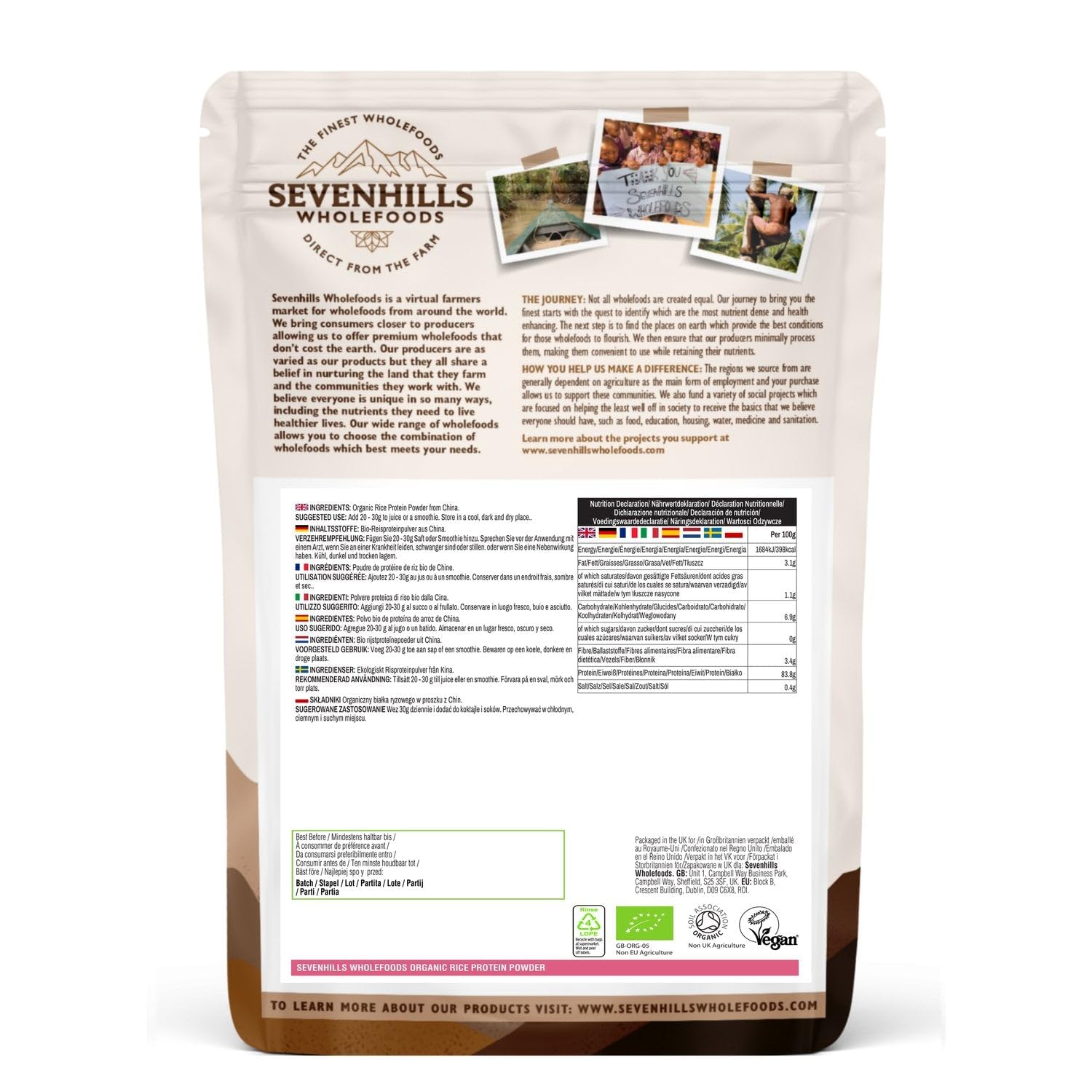 Sevenhills Wholefoods Organic Rice Protein Powder 500g Sevenhills WholefoodsBuy Supplements Australia