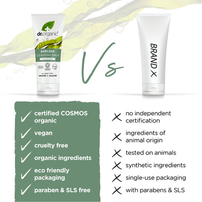 Dr. Organic Ageless Cleansing Balm with Seaweed | Moisturizing, Gentle, Removes Impurities, Certified Organic, Paraben & SLS-Free, Natural, Vegan, 100 ml / 3.4 fl oz Dr. Organic buy supplements Au