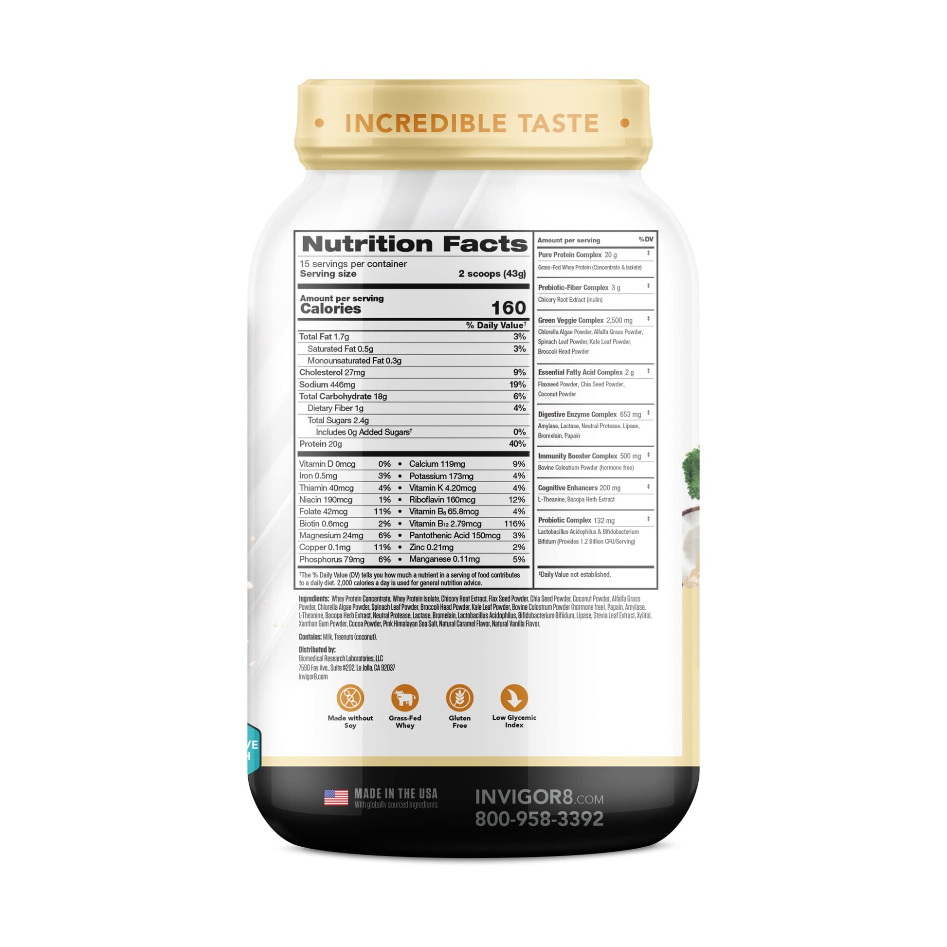 INVIGOR8 Superfood Grass Fed Whey Protein Isolate Shake Himalayan Salted Caramel INVIGOR8Buy Supplements Australia