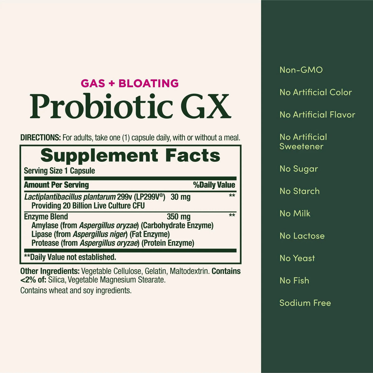 Nature's Bounty Probiotic GX, Helps with Occasional Gas and Bloating, Dietary Supplement, Digestive Health, 25 Capsules Nature's BountyBuy Supplements Australia