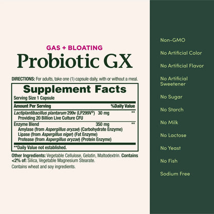 Nature's Bounty Probiotic GX, Helps with Occasional Gas and Bloating, Dietary Supplement, Digestive Health, 25 Capsules Nature's BountyBuy Supplements Australia