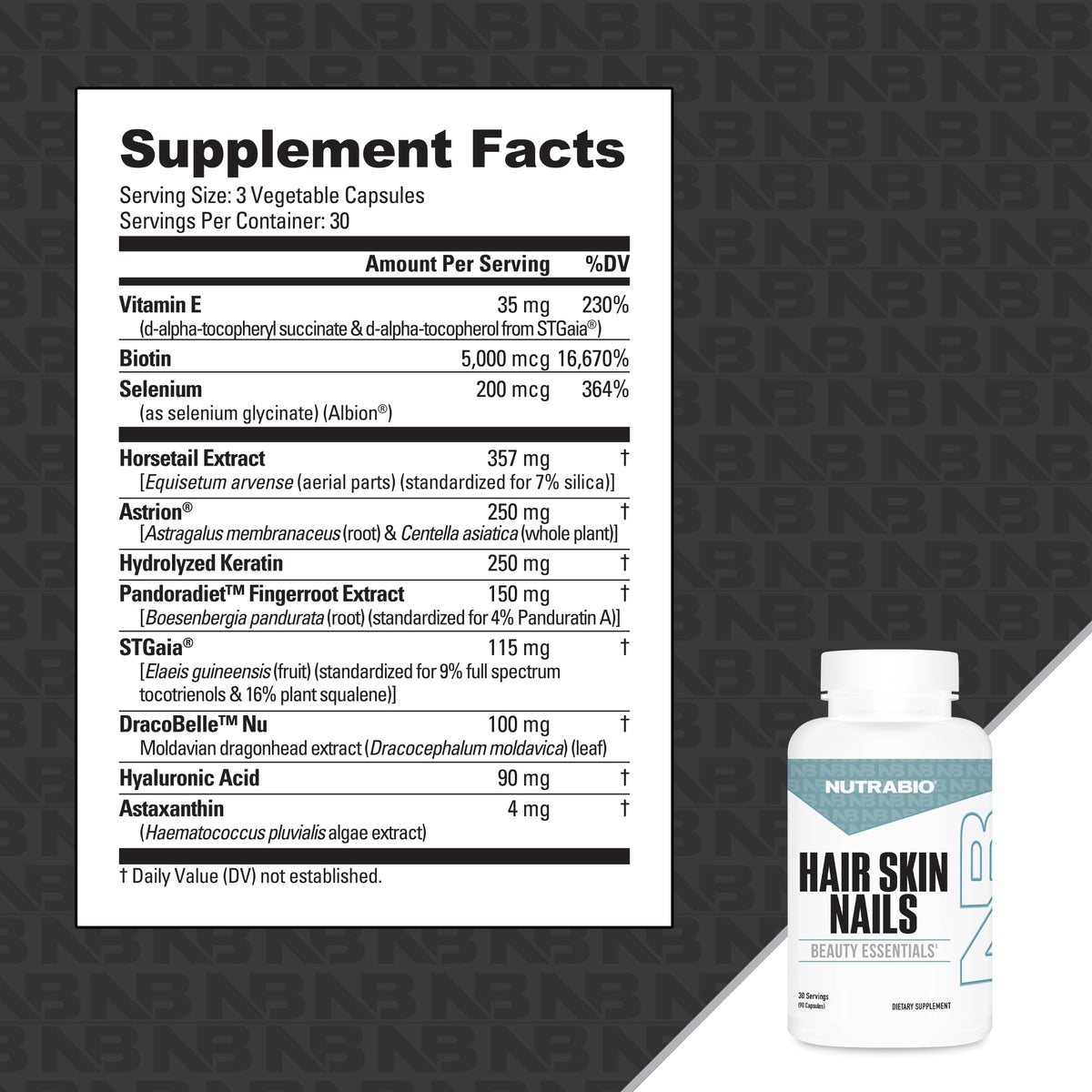 NutraBio Hair Skin Nails Vitamins | Enhanced Collagen Support | Skin Hydration | Hair Growth Vitamins for Women with Biotin, Keratin, Hyaluronic Acid & More - 90 Capsules NutraBioBuy Supplements Australia